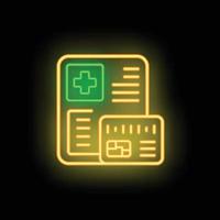 Card medical online icon neon vector