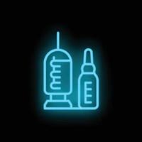 Medical syringe icon neon vector