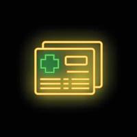 Medical document icon neon vector