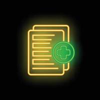 Medical card icon neon vector