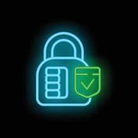 Padlock insurance icon neon vector