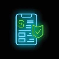 Online phone insurance icon neon vector