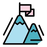 Mountain flag icon vector flat