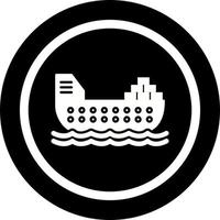 icono de vector de barco de carga