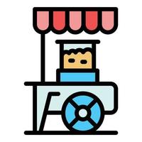 Popcorn street cart icon vector flat