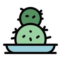 Cactus pot icon vector flat