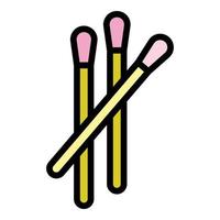 Covid test wood sticks icon vector flat