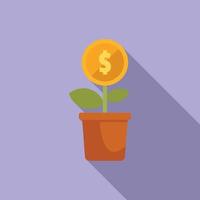 Invest grow plant icon flat vector. Finance money vector