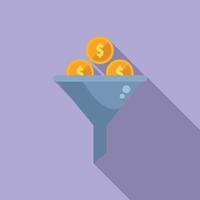 Invest funnel icon flat vector. Finance money vector