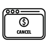 cancelar pago icono contorno vector. tarjeta error vector