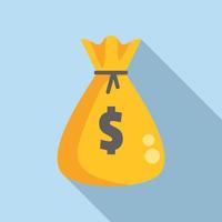 Money bag fund icon flat vector. Success invest vector