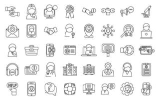 Specialist help icons set outline vector. Mask aid vector