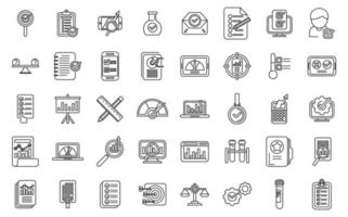 Benchmark testing icons set outline vector. Aspekt development vector