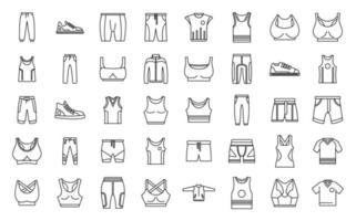 Workout fashion icons set outline vector. Athlete body vector