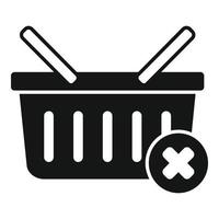 Rejected shop basket icon simple vector. Cancel error vector