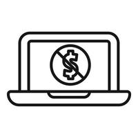 Laptop cancel payment icon outline vector. Card error vector