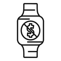 Smartwatch reject payment icon outline vector. Cancel error vector