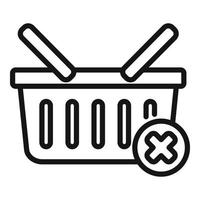 Rejected shop basket icon outline vector. Cancel error vector