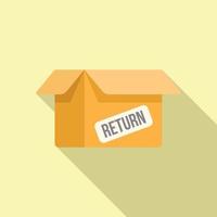 Return goods box icon flat vector. Parcel service vector