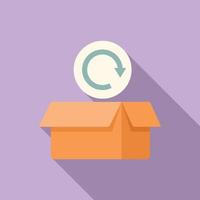 Return empty box icon flat vector. Parcel product vector