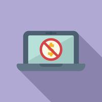 Laptop cancel payment icon flat vector. Card error vector