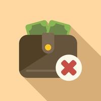 Failed wallet icon flat vector. Error card vector
