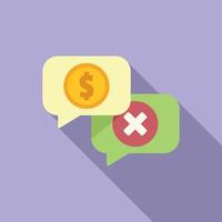 Chat payment error icon flat vector. Cancel card vector