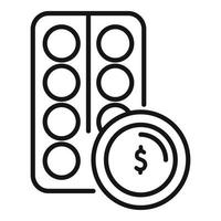 Pills compensation icon outline vector. Money benefit vector