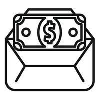 Mail cash icon outline vector. Money benefit vector