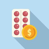 Pills compensation icon flat vector. Money benefit vector