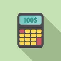 Calculator compensation icon flat vector. Business money vector