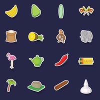 Sri Lanka travel icons set vector sticker