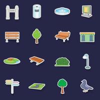 Park icons set vector sticker