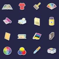 Print process icons set vector sticker