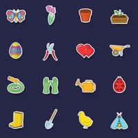 Spring icons set vector sticker