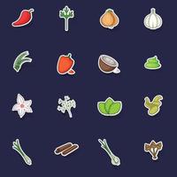 Spice icons set vector sticker
