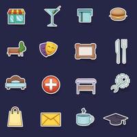 Map landmarks objects icons set vector sticker