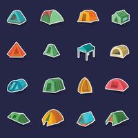Tent forms icons set vector sticker