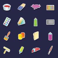 Painter tools icons set vector sticker