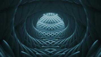 Abstract spiralling futuristic blue tunnel background with twisting symmetrical geometric shapes. Full HD and looping motion background animation. video