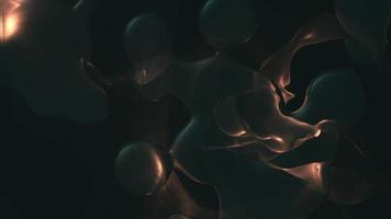 Sombrio abstrato movimento fundo animação com fluindo dourado luz e orgânico bolhas. video