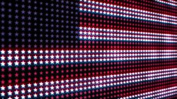 Stars and Stripes - flashing red, white and blue stars LED lights display screen - looping, full HD, USA, American style motion background animation. video