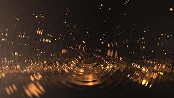 fiação dourado partículas com ondulado vidro efeito - looping, cheio hd movimento fundo animação. video