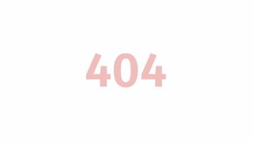 animado sencillo rojo 404 error. página no encontró números. vacío estado 4k vídeo imágenes con alfa canal transparencia. destello mensaje. color ha fallado cargando animación para roto enlace, web diseño