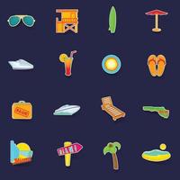 Miami icons set vector sticker