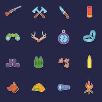 Hunting icons set vector sticker