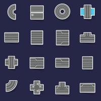 Road elements constructor icons set vector sticker