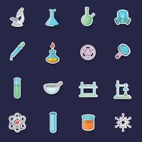 Chemical lab icons set vector sticker