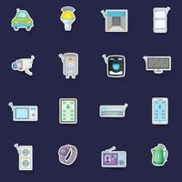 Smart home system icons set vector sticker