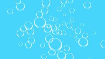 Air bubbles on blue background. Water aqua backdrop. Soap bubbles animation video